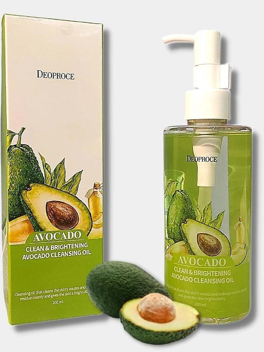 Гидрофильное масло для лица авокадо Deoproce 200мл; очищающее средство для лица; увлажнение кожи; для сухой кожи; веганский макияж; корейская косметика; уход за кожей; умывалка; средство для снятия макияжа; для умывания; очищающая пенка для лица