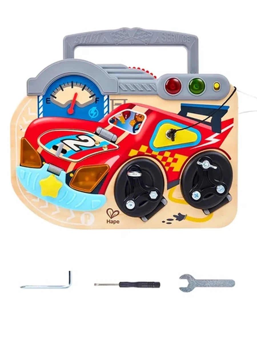 HAPE Игрушка бизиборд "Цвета и формы" Маленький гонщик
