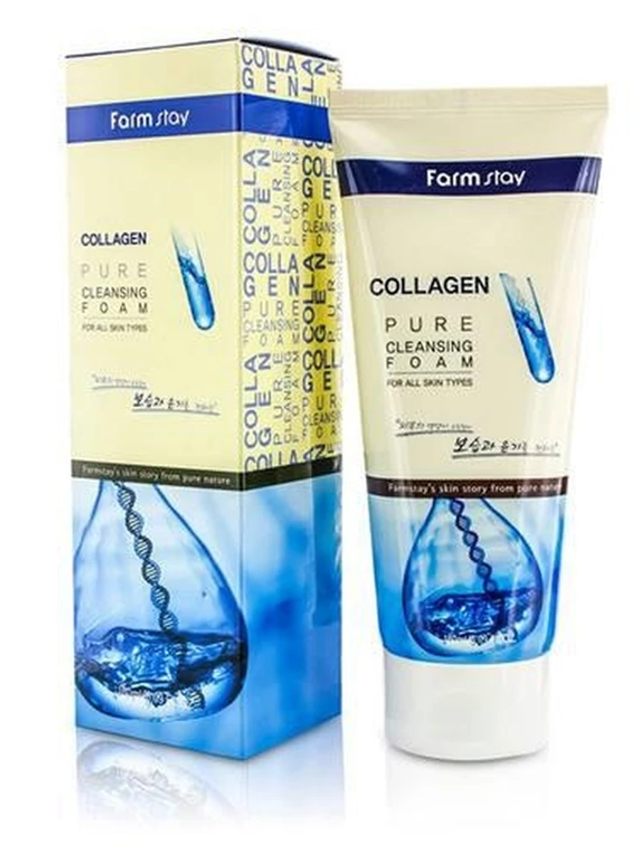 Пенка для умывания Farmstay Collagen pure очищающая пена 180 мл.