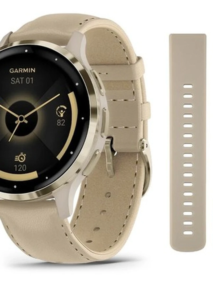 VENU 3S SOFT GOLD FRENCH GRAY LEATHER BAND-(2 РЕМЕШКА)
