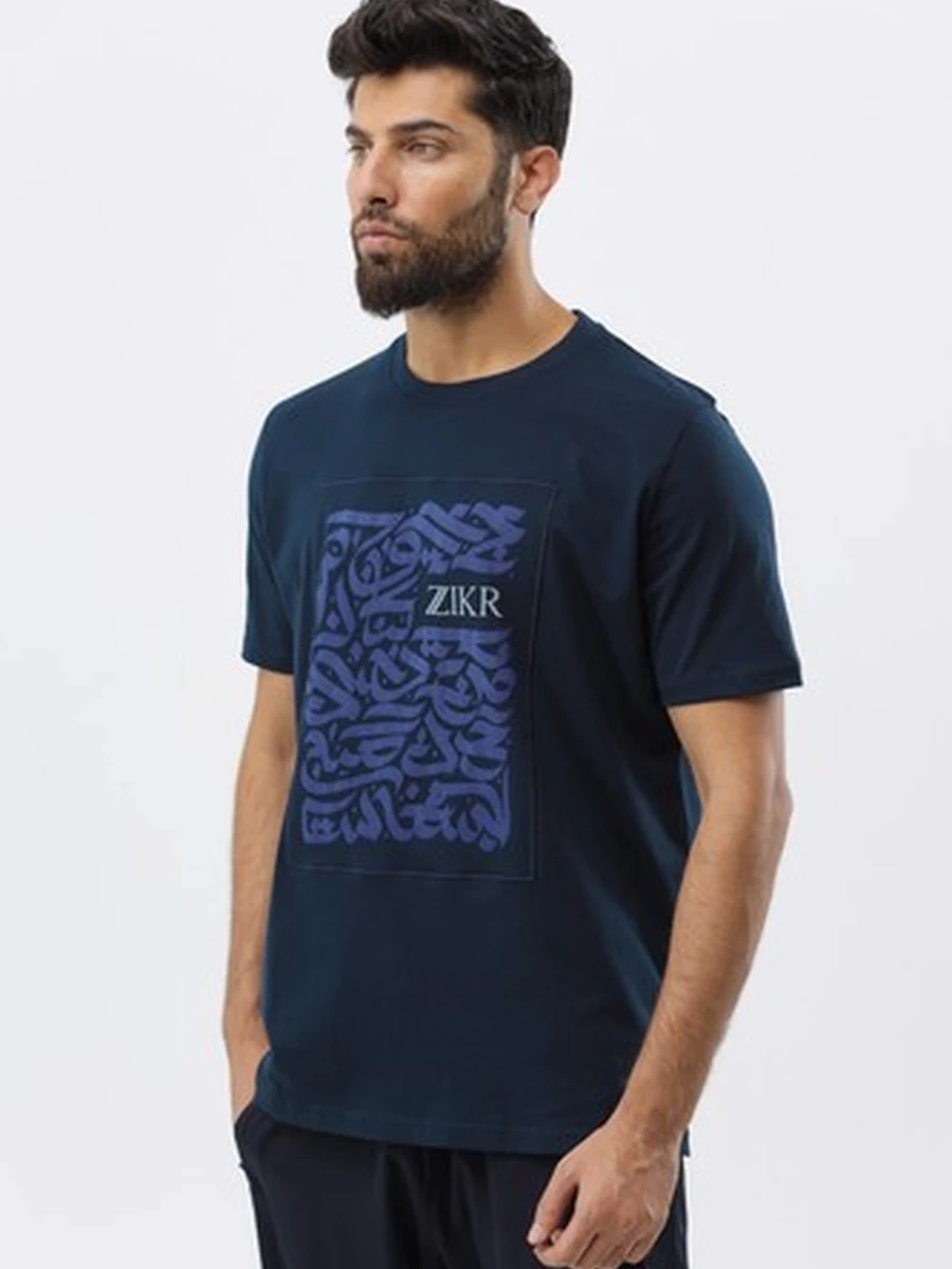 6776 Футболка ZIKR D.Blue/White (54-2XL)