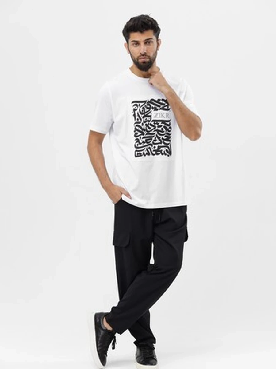 6776 Футболка ZIKR White/Black (48-M)