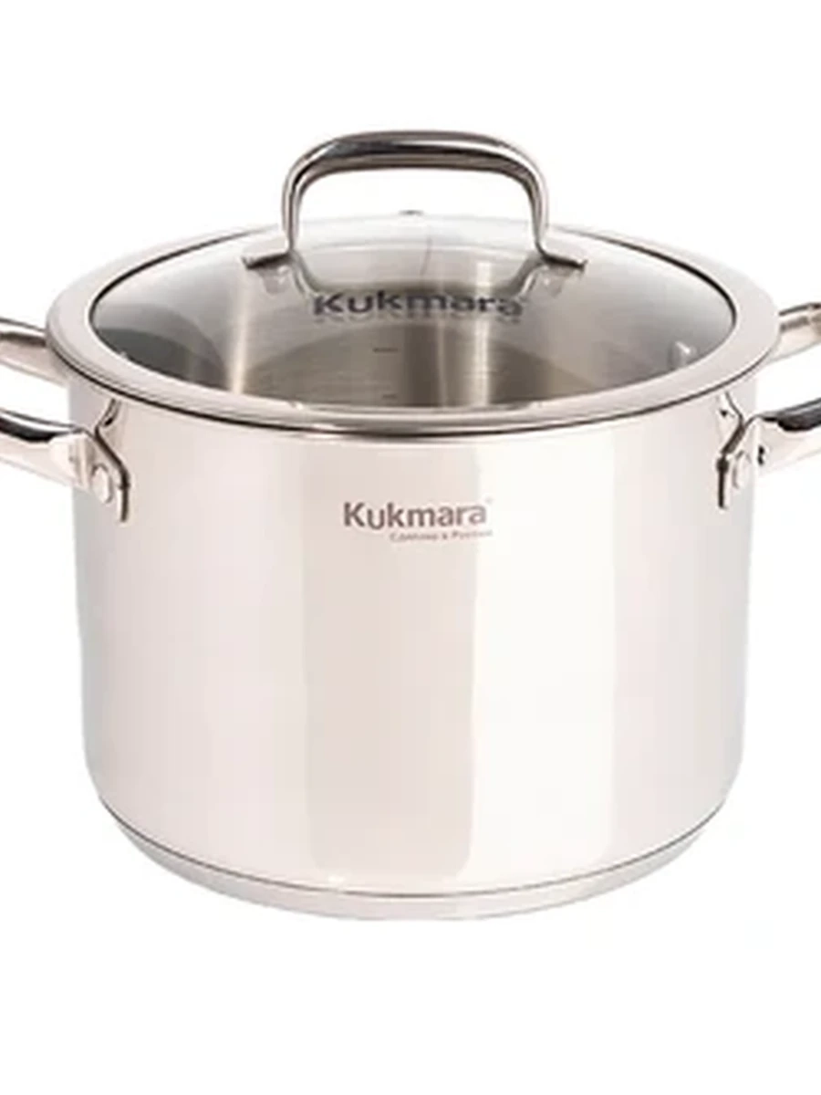 Кастрюля Kukmara из нержавеющей стали 7л со стеклянной крышкой, линия Leon