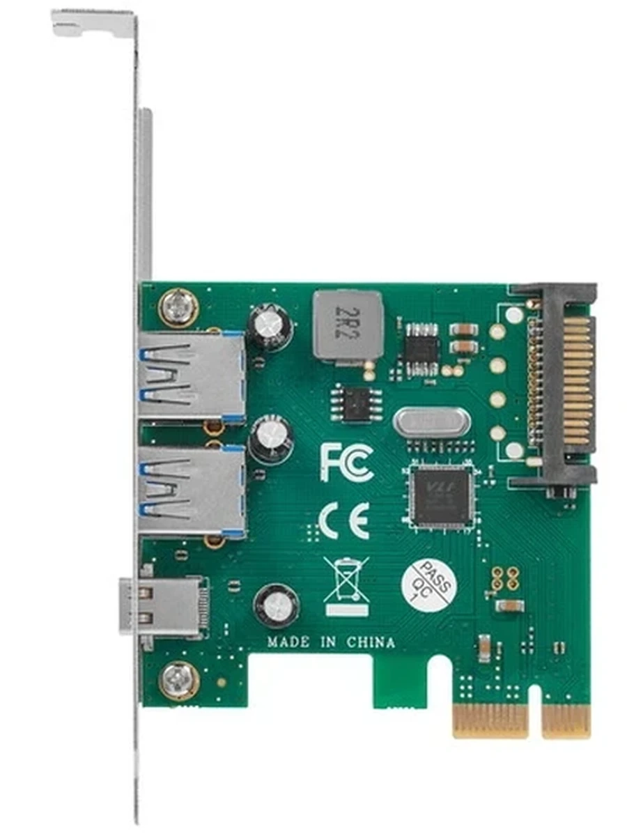 Контроллер ORIENT VA-3U2A1C, PCI-Ex1, USB 3.2 Gen 1 скорость до 5 Гбит/с, 3-port ext (2A + 1C), VIA VL805 chipset, разъем доп.питания