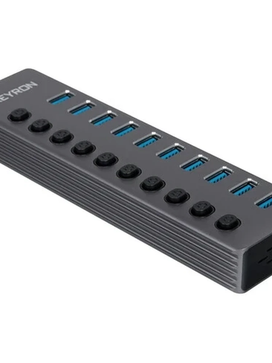 USB-разветвитель KEYRON KUH-10AG [3.0, 10 Ports, Алюминий, Серый]