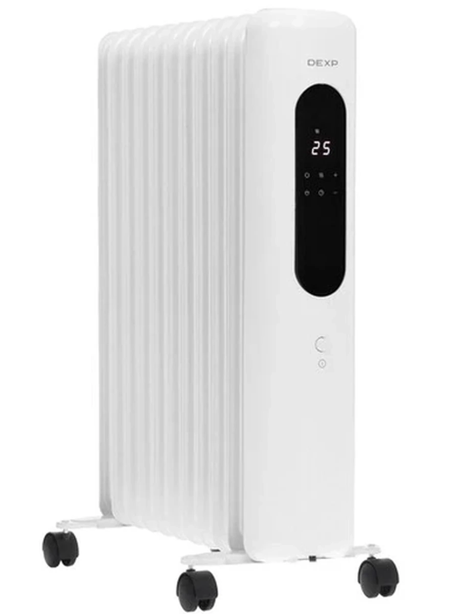 Маслонаполненный радиатор DEXP OH-2511EW белый [2500 Вт, 25 м², секций: 11, дисплей]