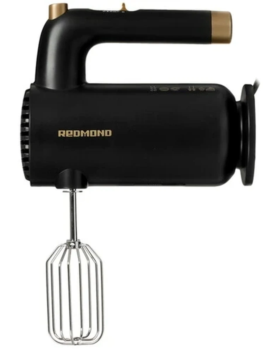 Миксер Redmond RHM-2105 [600 Вт, ручной, скоростей - 5, корпус - пластик, насадок - 4 шт, серый, золотистый]