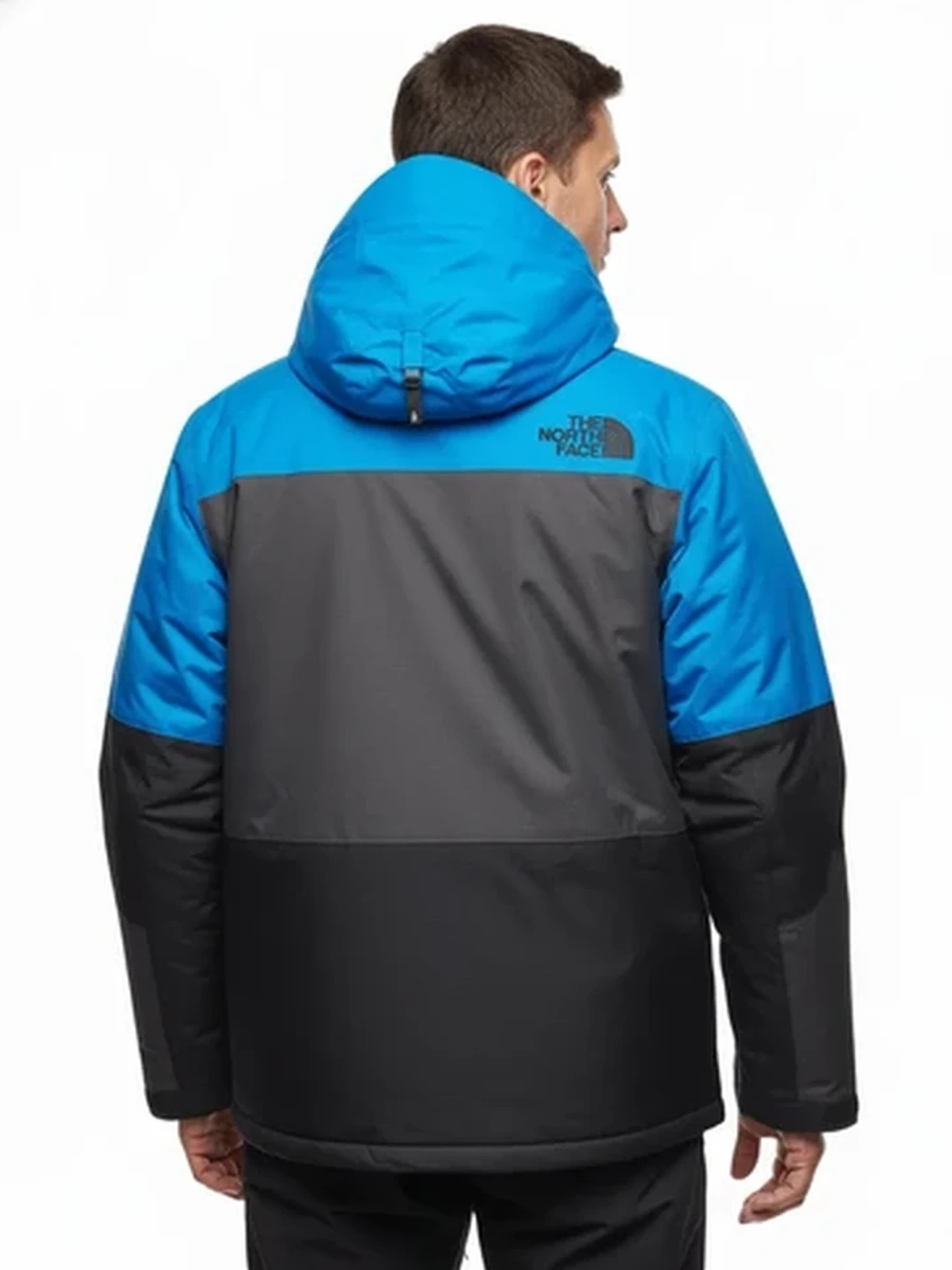 Мужская зимняя горнолыжная куртка The North Face сине-черная с капюшоном