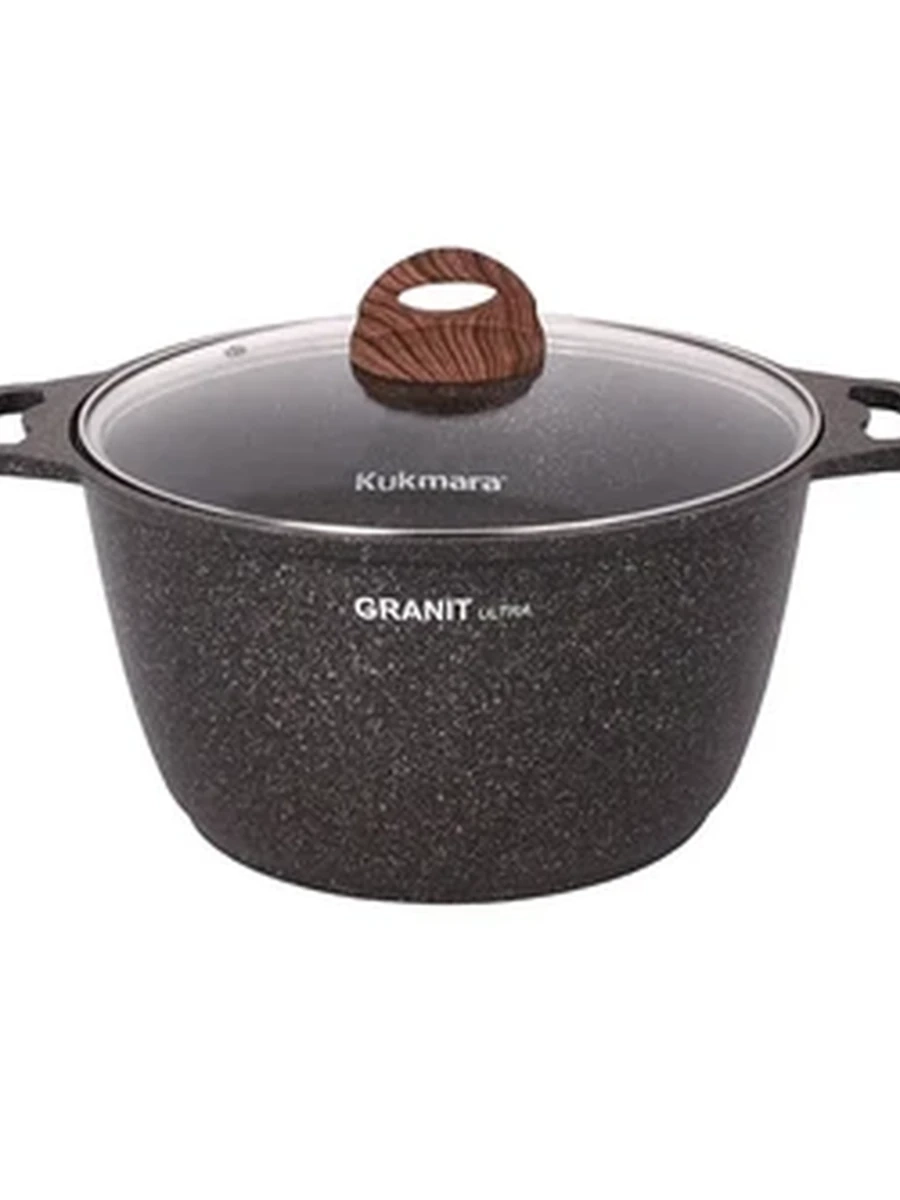 Kukmara Кастрюля 10л со стекл. крышкой, АП линия "Granit ultra".