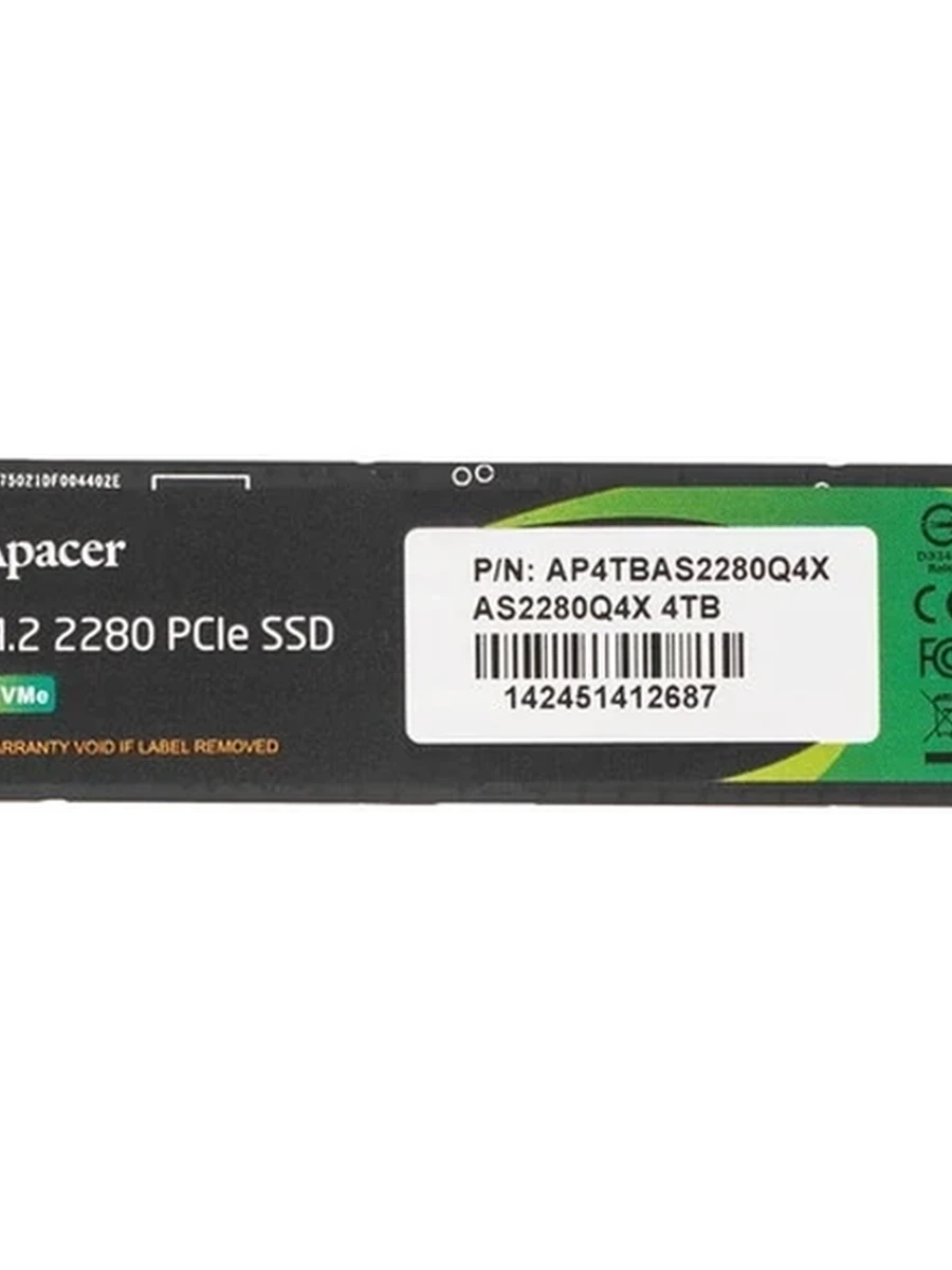 Твердотельный накопитель SSD M.2 2280 4Tb Apacer AS2280Q4X [AP4TBAS2280Q4X-1] 3D NAND (R5000/W4400MB/s)