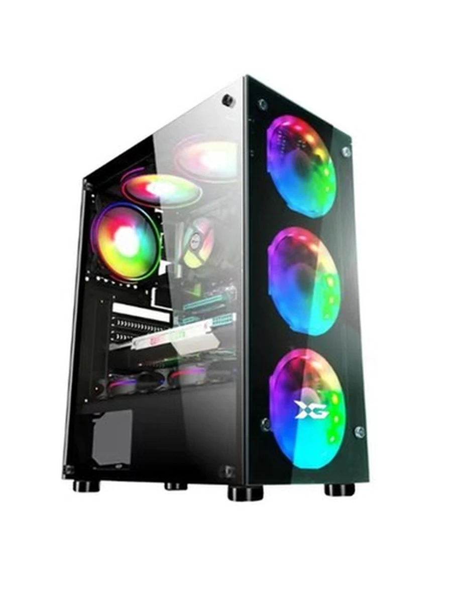 Компьютерный корпус, XG, Dark Shadow, ATX/Micro ATX, USB 2.0x2, USB 3.0x1, Высота процессорного кулера 150мм, Длина VGA до 300мм, 2*3.5"/2*2.5", Толщина 0.4мм, 425x190x350мм, Без Б/П, Стекло,Черный