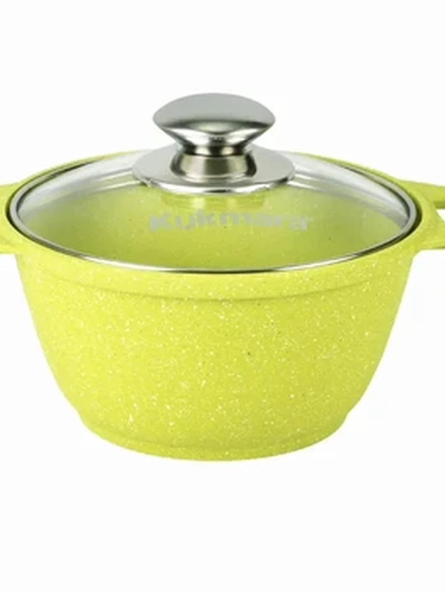 Кастрюля Kukmara 1л со стеклянной крышкой, АП линия Trendy style (Lime)