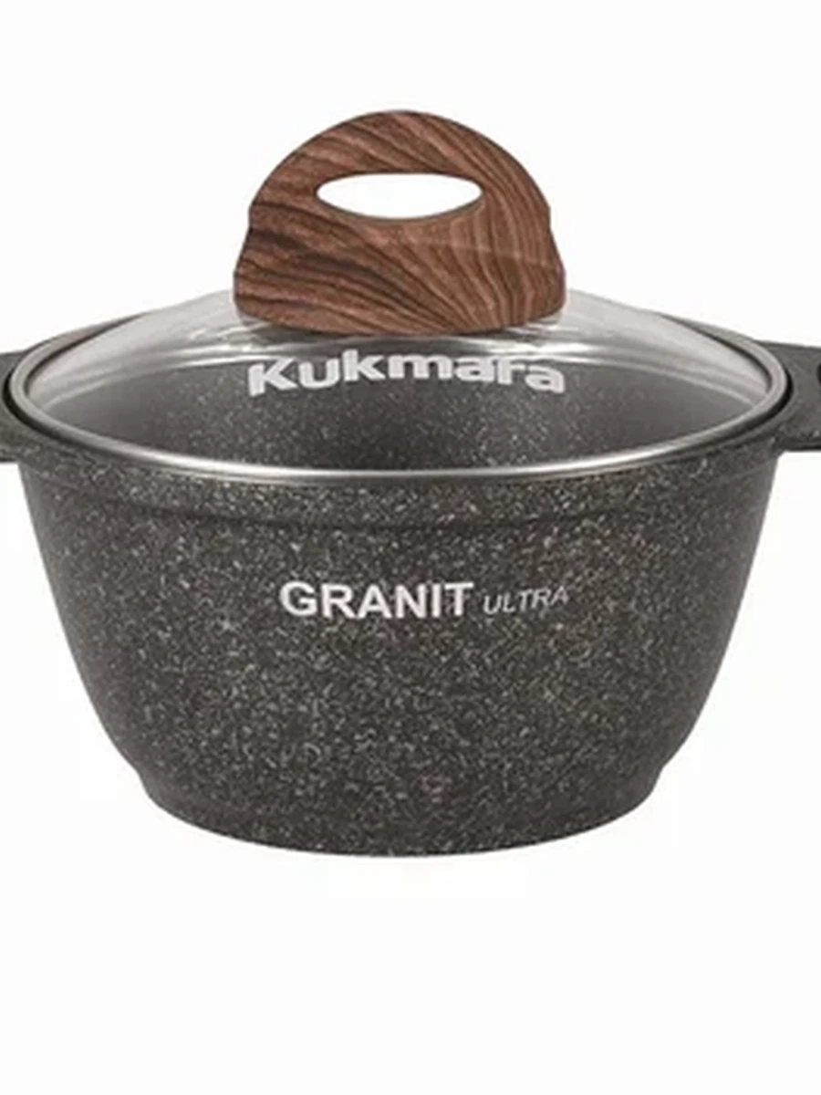 Кастрюля Kukmara 1л со стекл. крышкой, АП линия Granit ultra (Original)