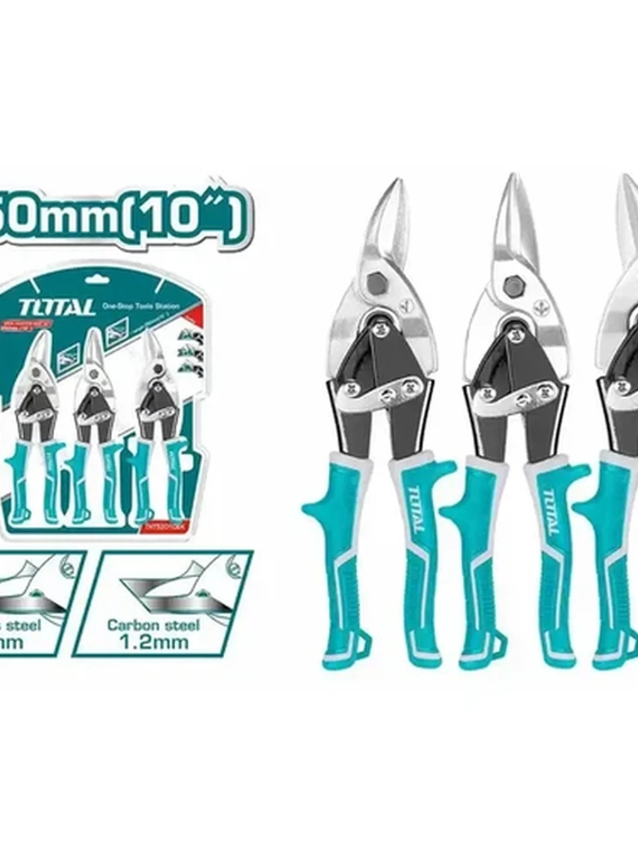НАБОР НОЖНИЦ ПО МЕТАЛЛУ TOTAL 250MM 3ШТ THT520106K