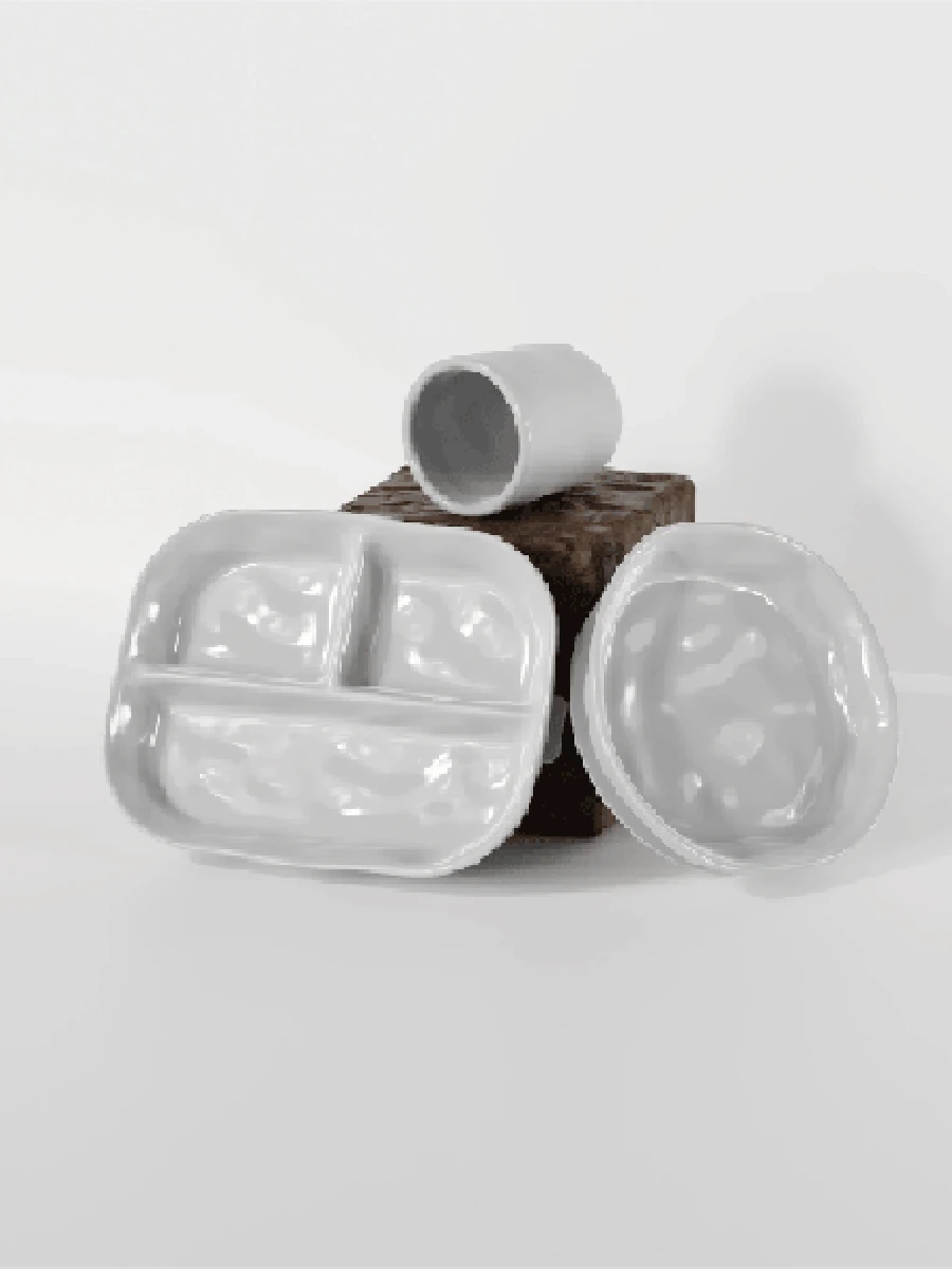 Heorshe Ripple Feeding Set Grey (набор посуды)