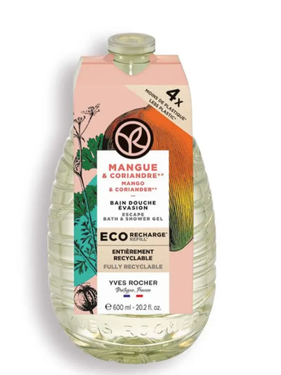 Yves Rocher Гель для ванны и душа Манго-Кориандр рефил 600мл