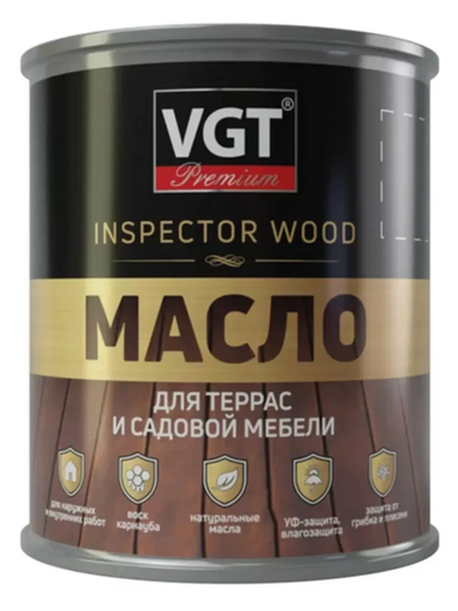 Масло для террас и садовой мебели VGT Дуб темно-серый, 1,8 л (по 4шт)