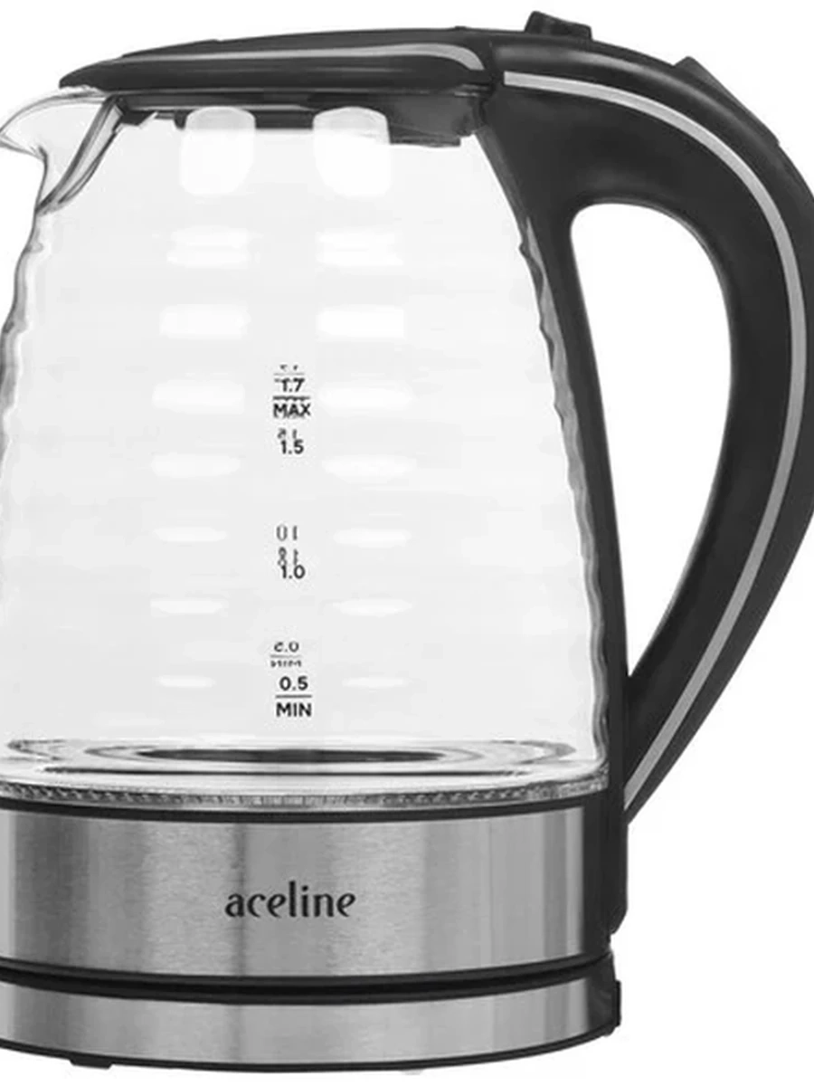 Электрочайник Aceline KG-1700 Wave [Стекло, 1.7 л, подсветка, волнистое стекло] Черный