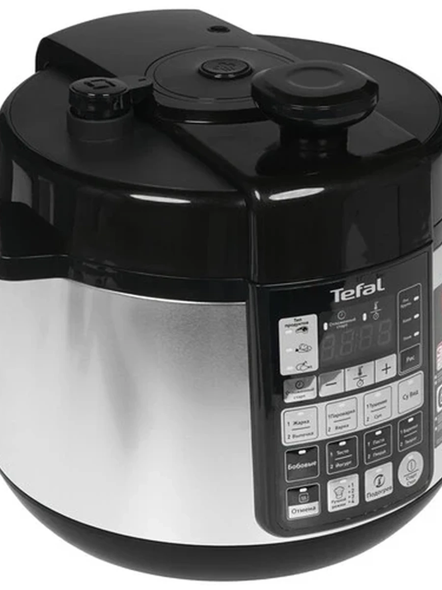 Мультиварка-скороварка Tefal CY621D32 [4.8 л, 1000 Вт, управление - сенсор, программ - 32, поддержание температуры, отложенный старт, серебристый, чер
