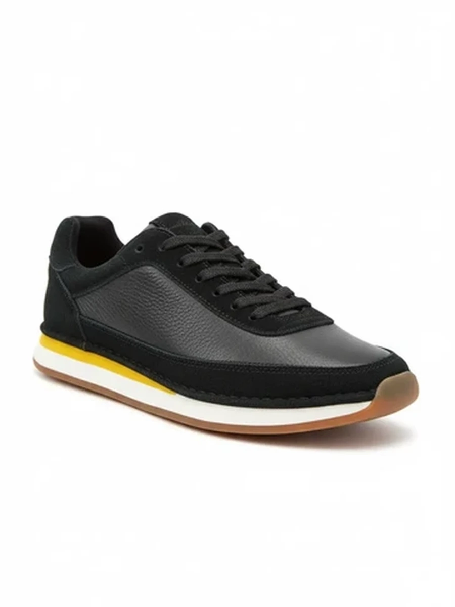 Мужские кроссовки Clarks из натуральной кожи и замши черного цвета