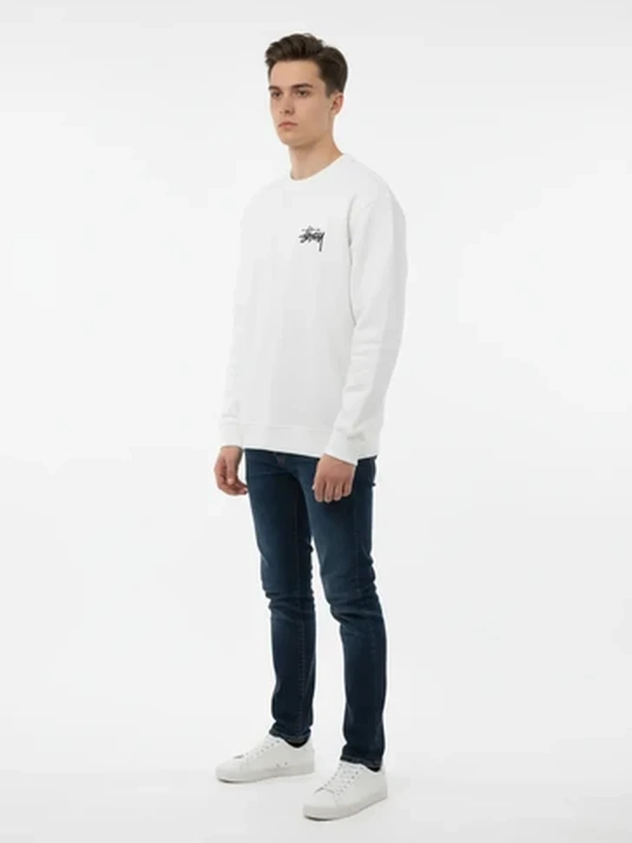 Свитшот унисекс оверсайз белый с логотипом Stussy на спине