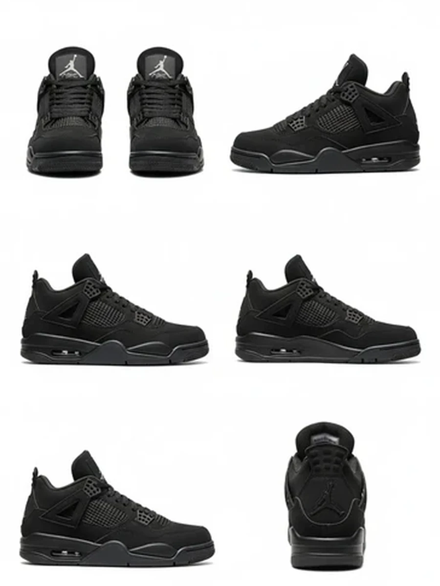 Кроссовки мужские Air Jordan 4 высокие замшевые в черном цвете