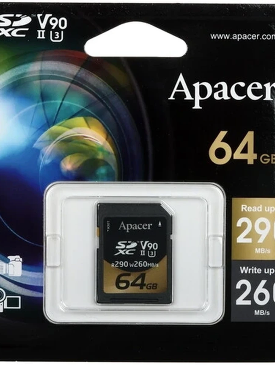 Карта памяти Apacer [SDXС, U3, V90, 64 Gb, 290 Mb/s]