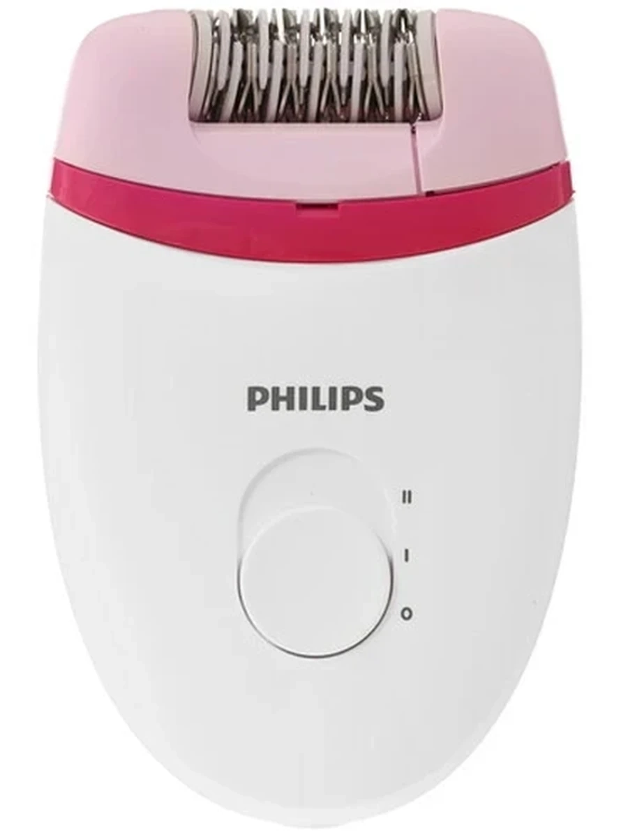 Эпилятор Philips BRE235/00 белый, розовый [скорости-2, пинцетов-20, съемные насадки/головки-2 шт, питание-от сети]