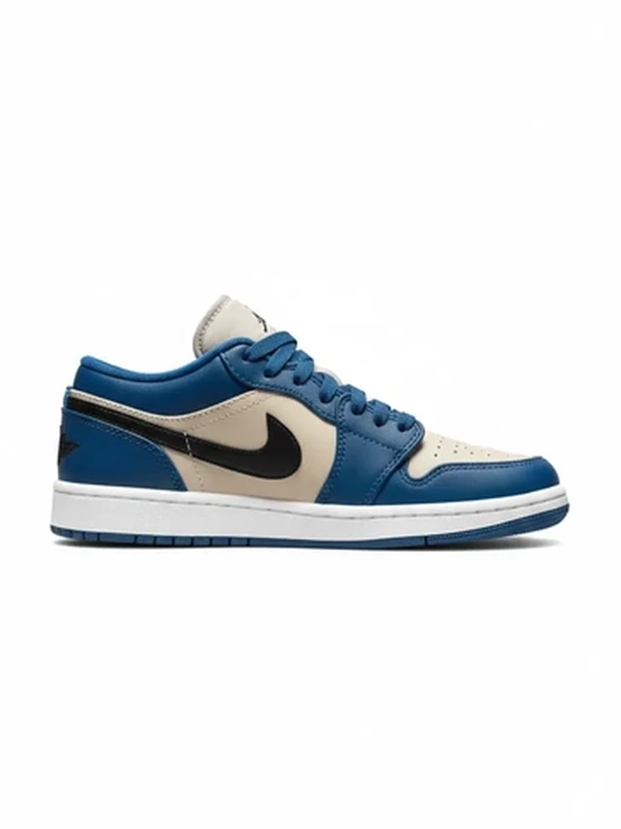 Кроссовки низкие Air Jordan 1 Low синие с бежевым и черным