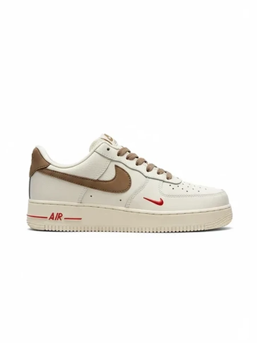 Кроссовки Nike Air Force 1 Low кожаные бежевые с коричневыми деталями