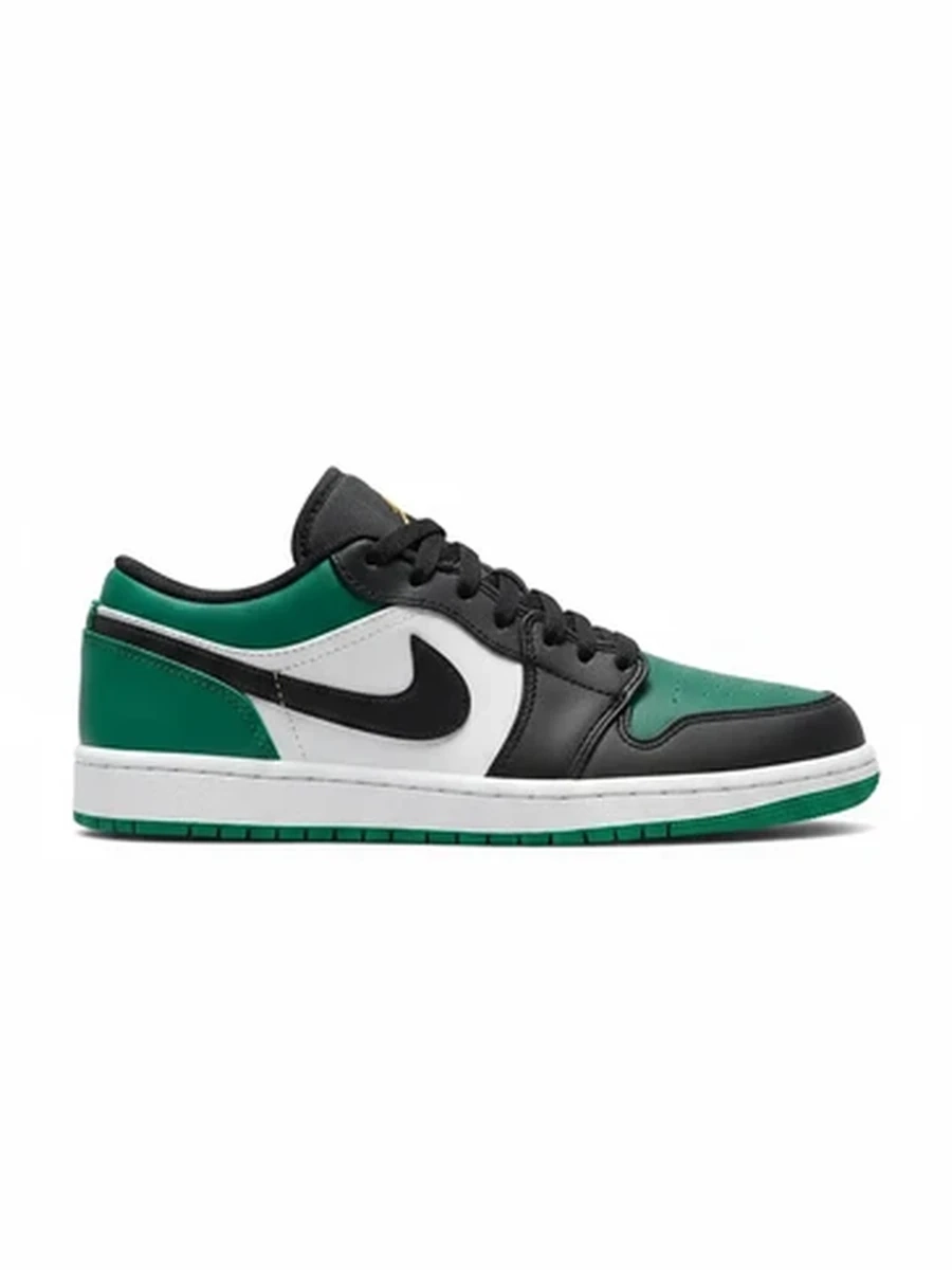 Низкие кроссовки Air Jordan 1 Low зелено-черные кожаные для города