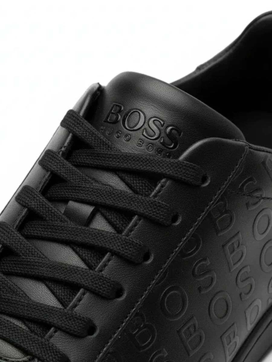 Мужские кеды BOSS Hugo Boss из натуральной кожи черные повседневные