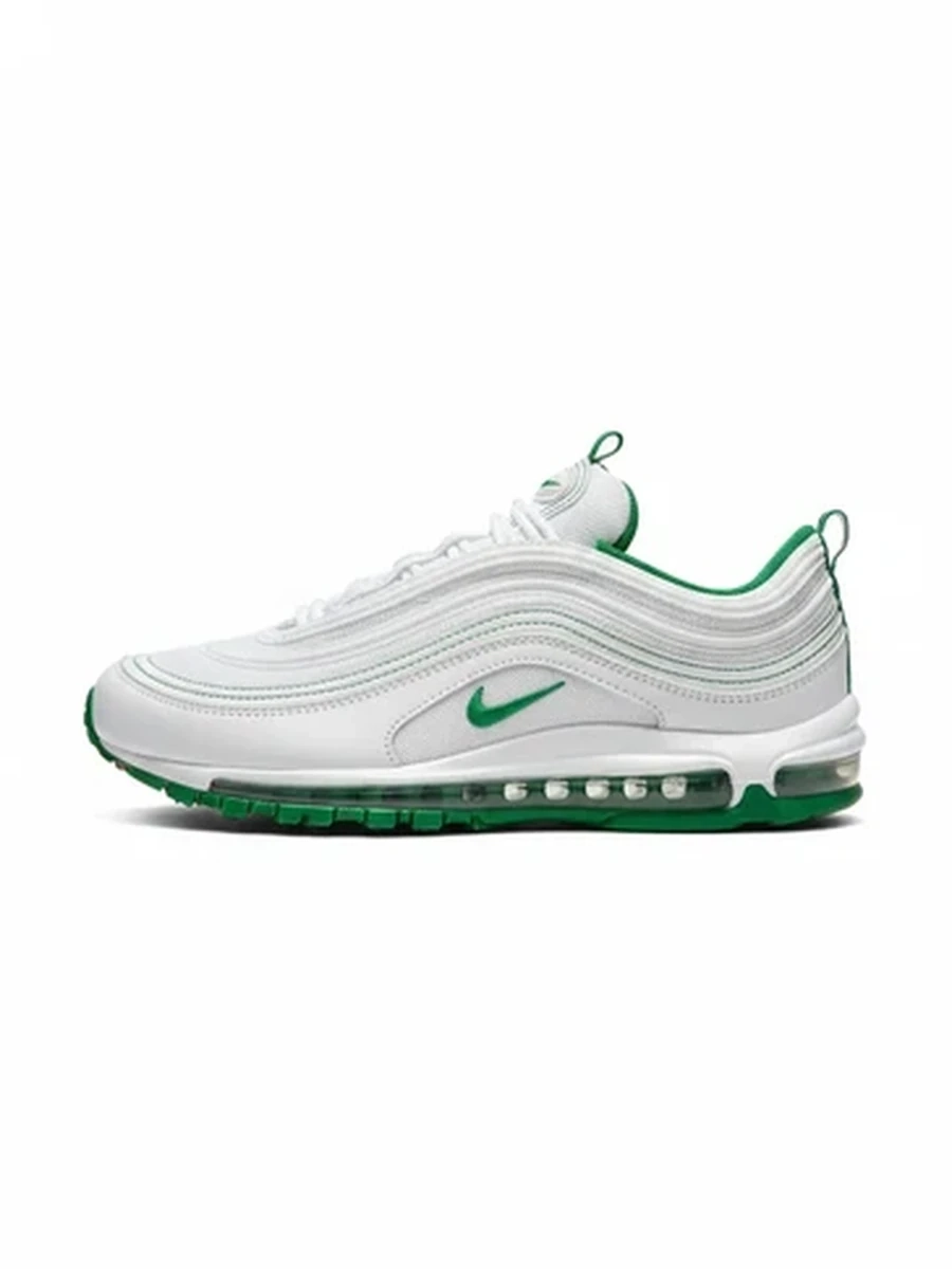 Кроссовки унисекс Nike Air Max 97 белые с зелеными акцентами