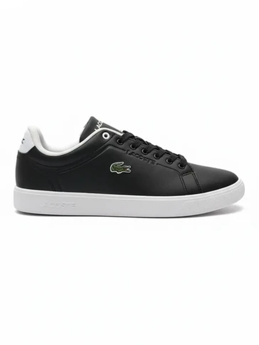Кеды мужские Lacoste черные из экокожи на белой подошве