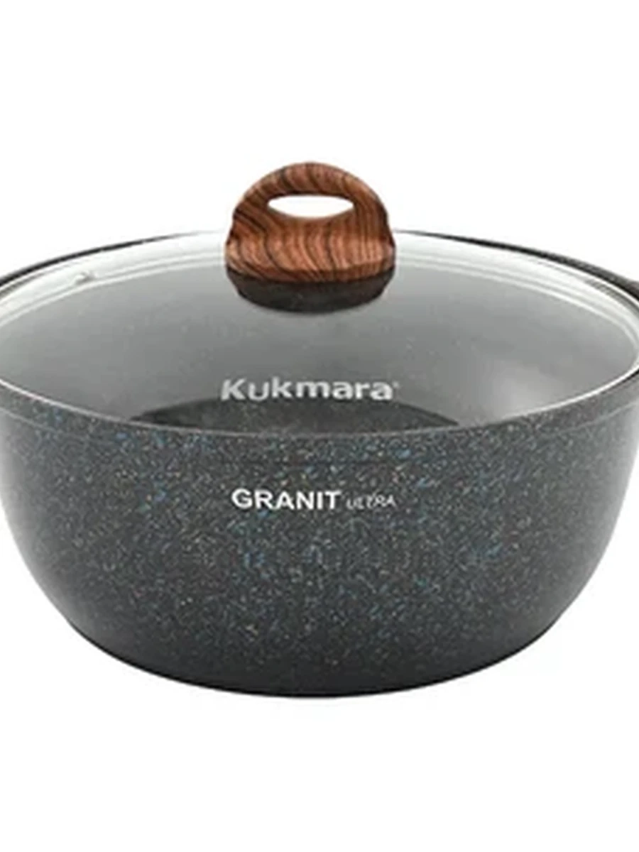 Кастрюля-жаровня Kukmara 5л диаметром 28см со стекл. крышкой, АП линия Granit Ultra (Blue)