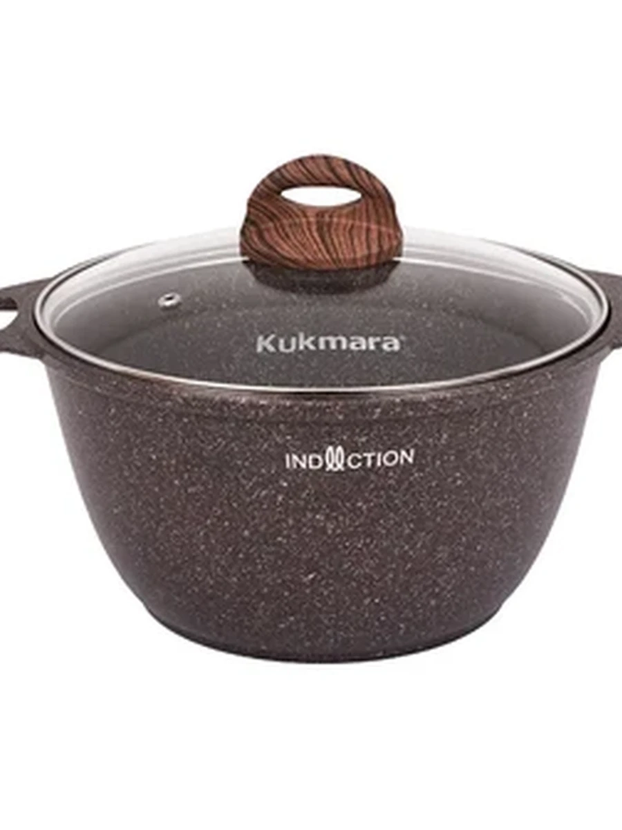 Кастрюля Kukmara 3л со стекл. крышкой, АП линия Granit Ultra Induction (Red)