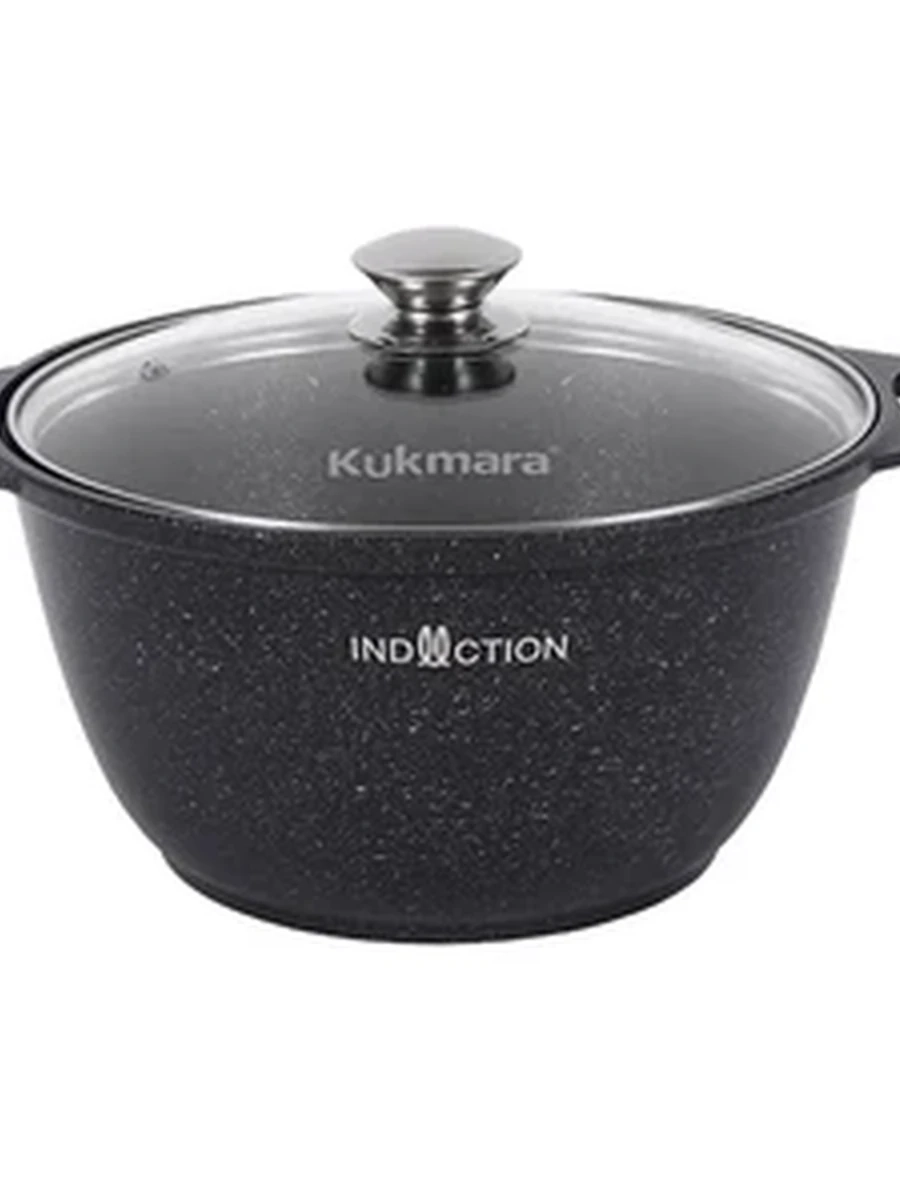 Кастрюля Kukmara 3л со стекл. крышкой АП, линия Marble Induction (Темный мрамор)