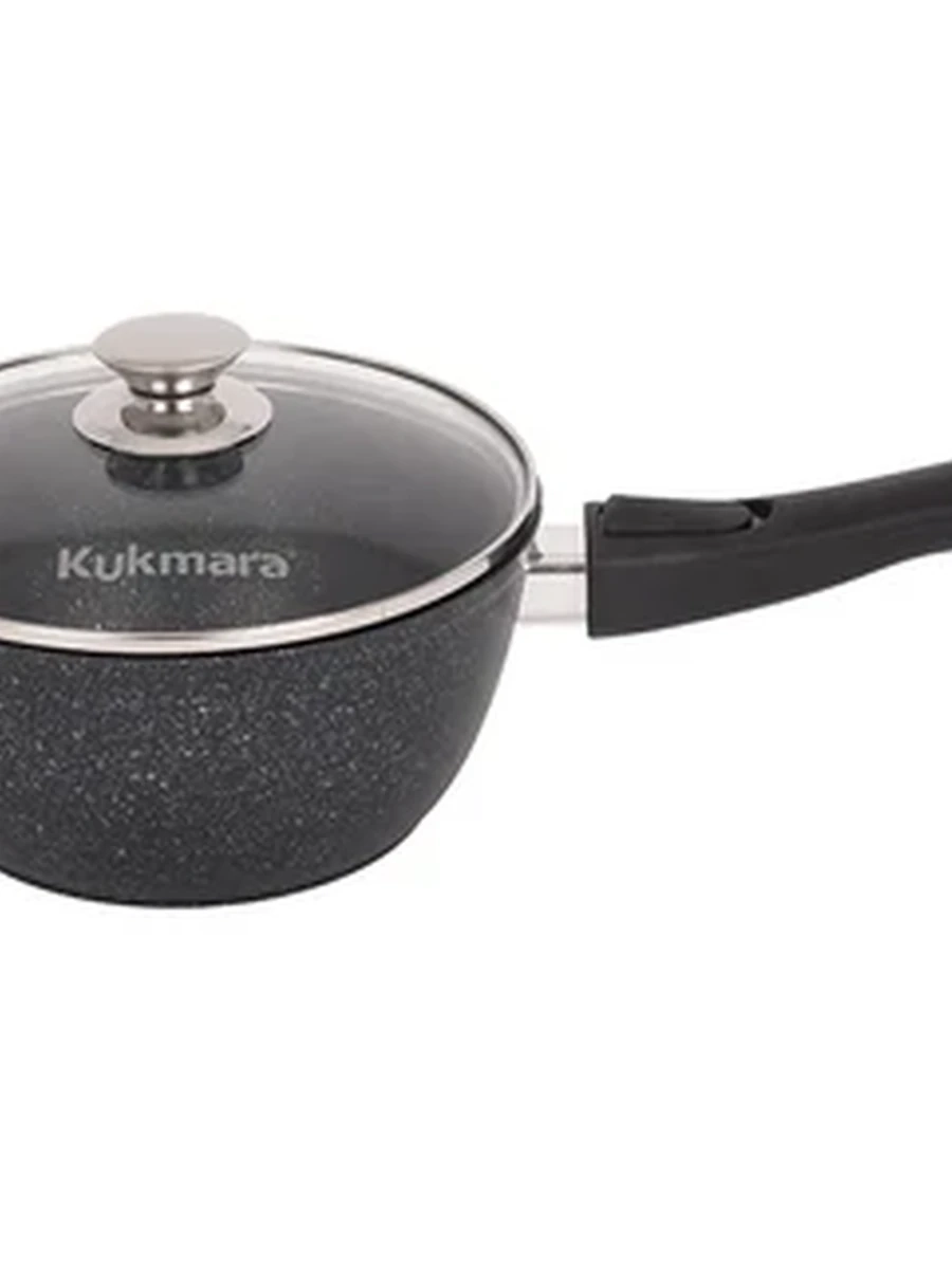 Ковш Kukmara 2,2л со съемной ручкой, стекл. крышкой, АП (темный мрамор)