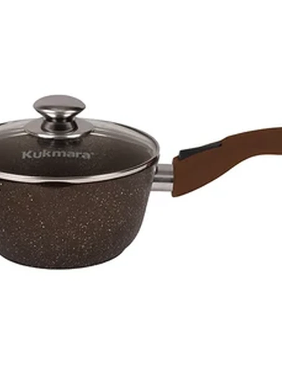 Ковш Kukmara 1,5л с носиком со съемной ручкой, со стекл. крышкой, АП (кофейный мрамор)