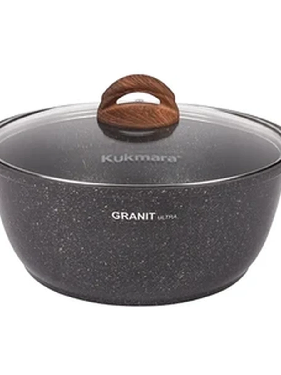 Кастрюля-жаровня Kukmara 5л со стеклянной крышкой, АП линия «Granit Ultra» (Original)