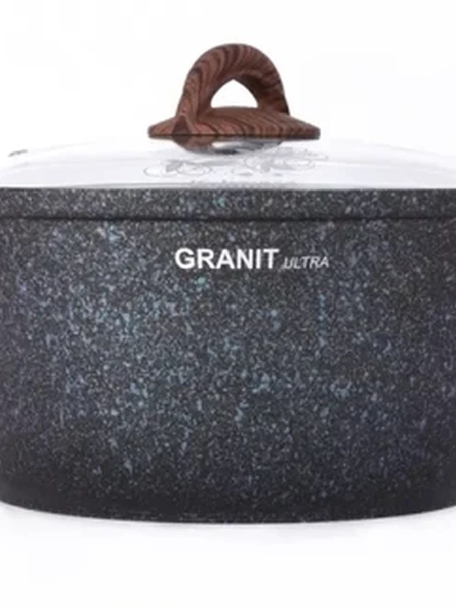 Кастрюля-жаровня Kukmara 5л со стеклянной крышкой, АП линия «Granit Ultra» (Blue)