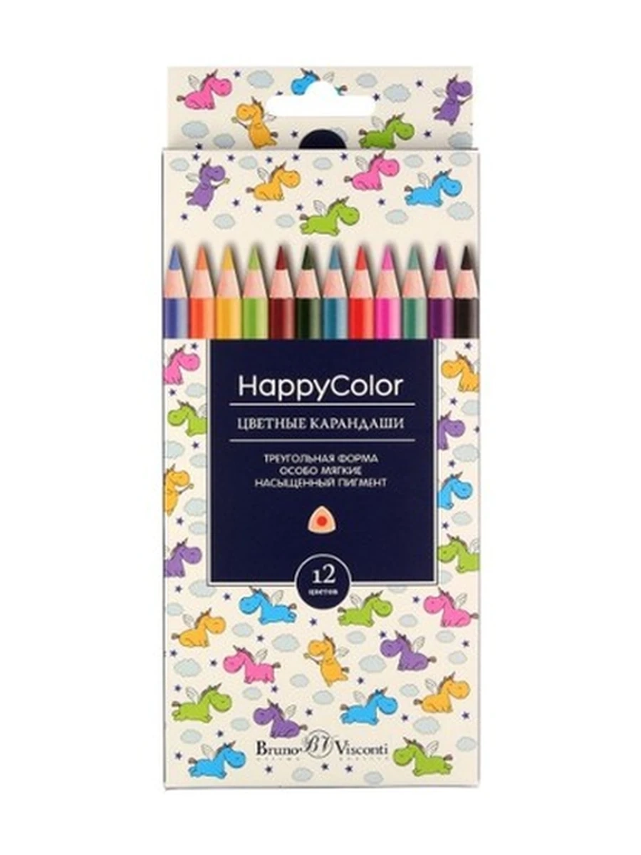 КАРАНДАШИ ЦВ. HAPPYCOLOR,12 ЦВ.6 В.30-0046