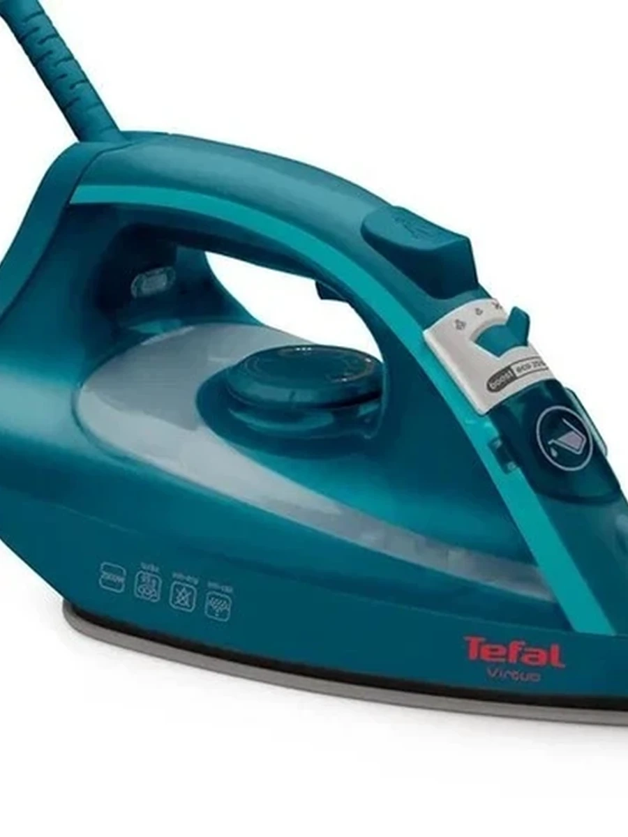 Утюг Tefal Virtuo FV1712E0 [2000 Вт, подошва - антипригарное покрытие, пар: 24 г/мин, пар.удар: 85 г/мин, 200 мл, 1.9 м, бирюзовый]