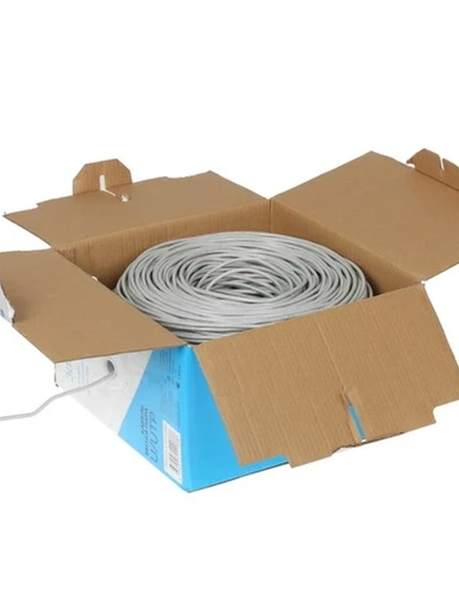 Кабель DEXP [Витая пара U/UTP/4 пары/0,51 mm/CU/кат. 5е/однож./Indoor/305 m/box/(Серый)] [TP5c51UUTP305G]