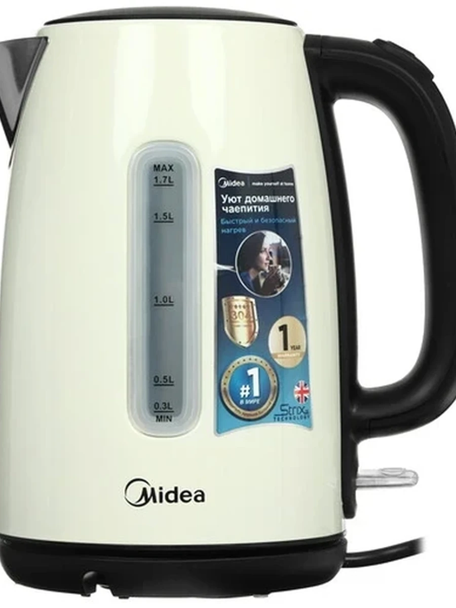 Midea Чайник MK-8021, 1,7л, нерж. сталь, бежевый