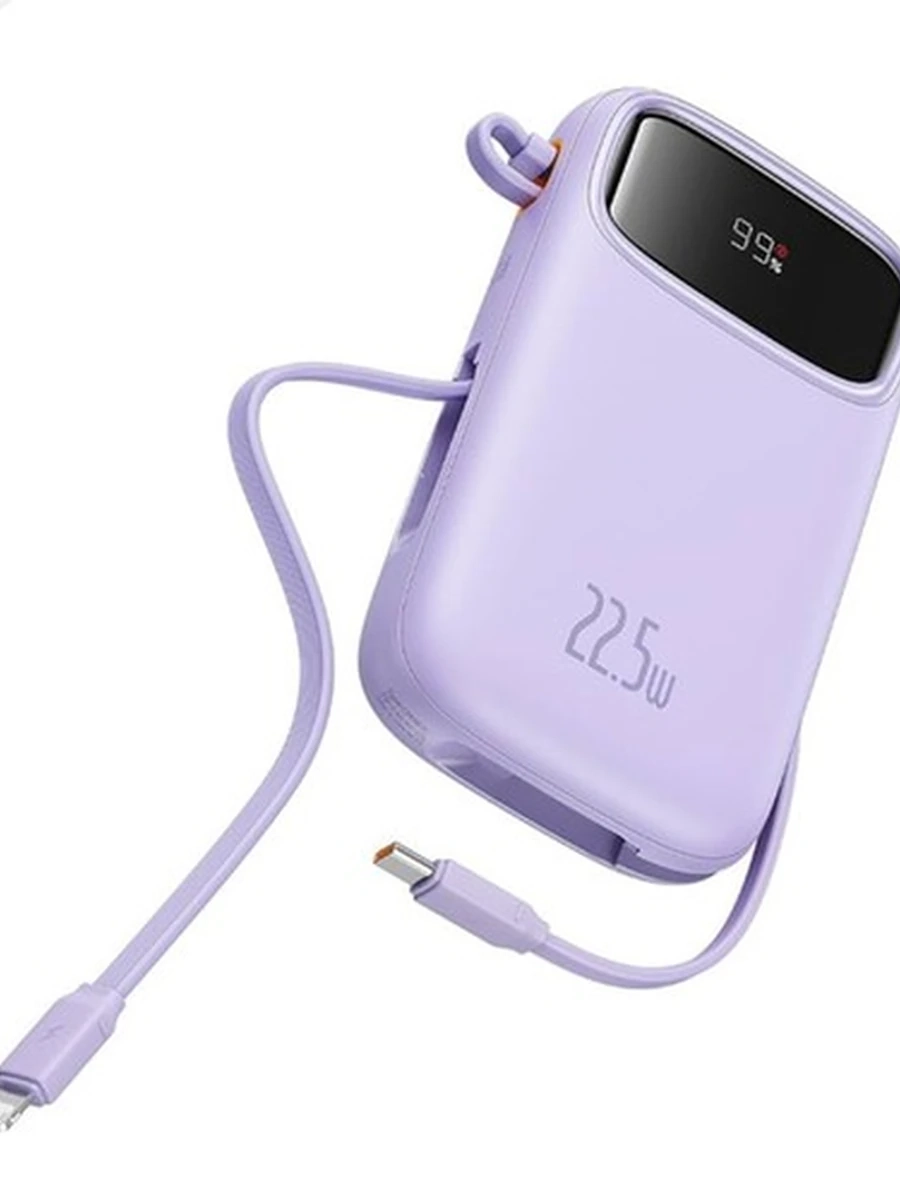 Внешний аккумулятор Baseus QPow 2 Digital Display with Type-C Cable to Ligtining 22,5W 10000mAh Purple