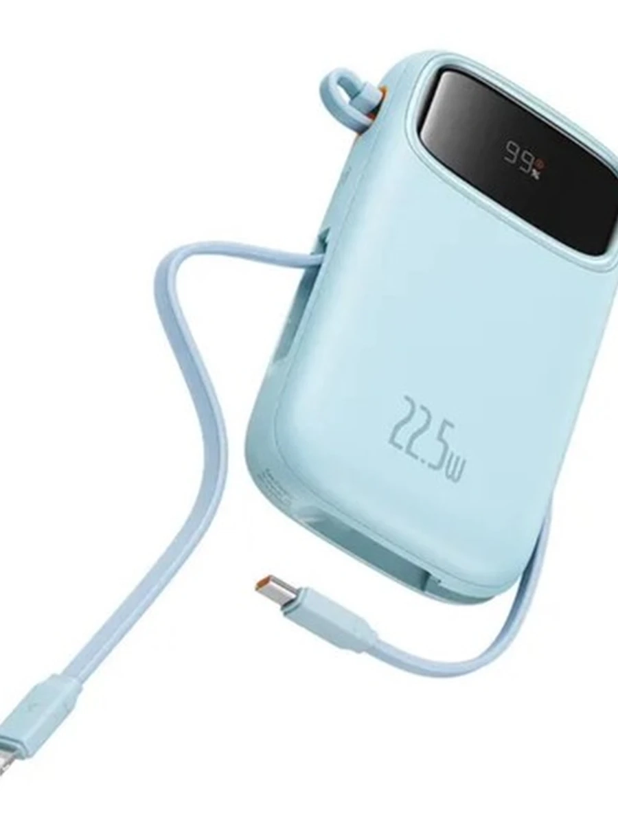 Внешний аккумулятор Baseus QPow 2 Digital Display with Type-C Cable to Ligtining 22,5W 20000mAh Galaxy Blue
