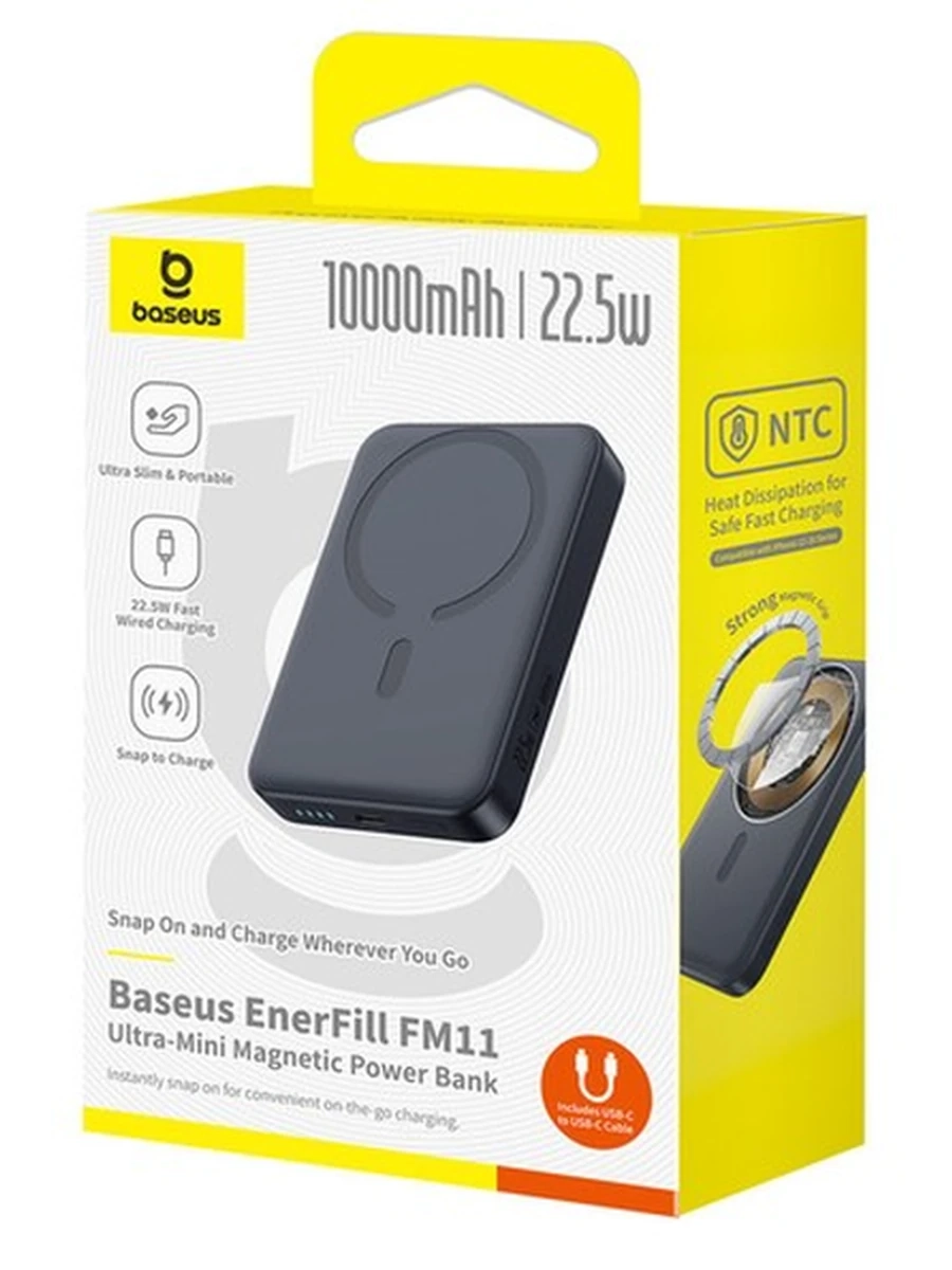 Baseus EnerFill FM11 Ultra-Mini Magnetic Power Bank 10000mAh 22.5W black