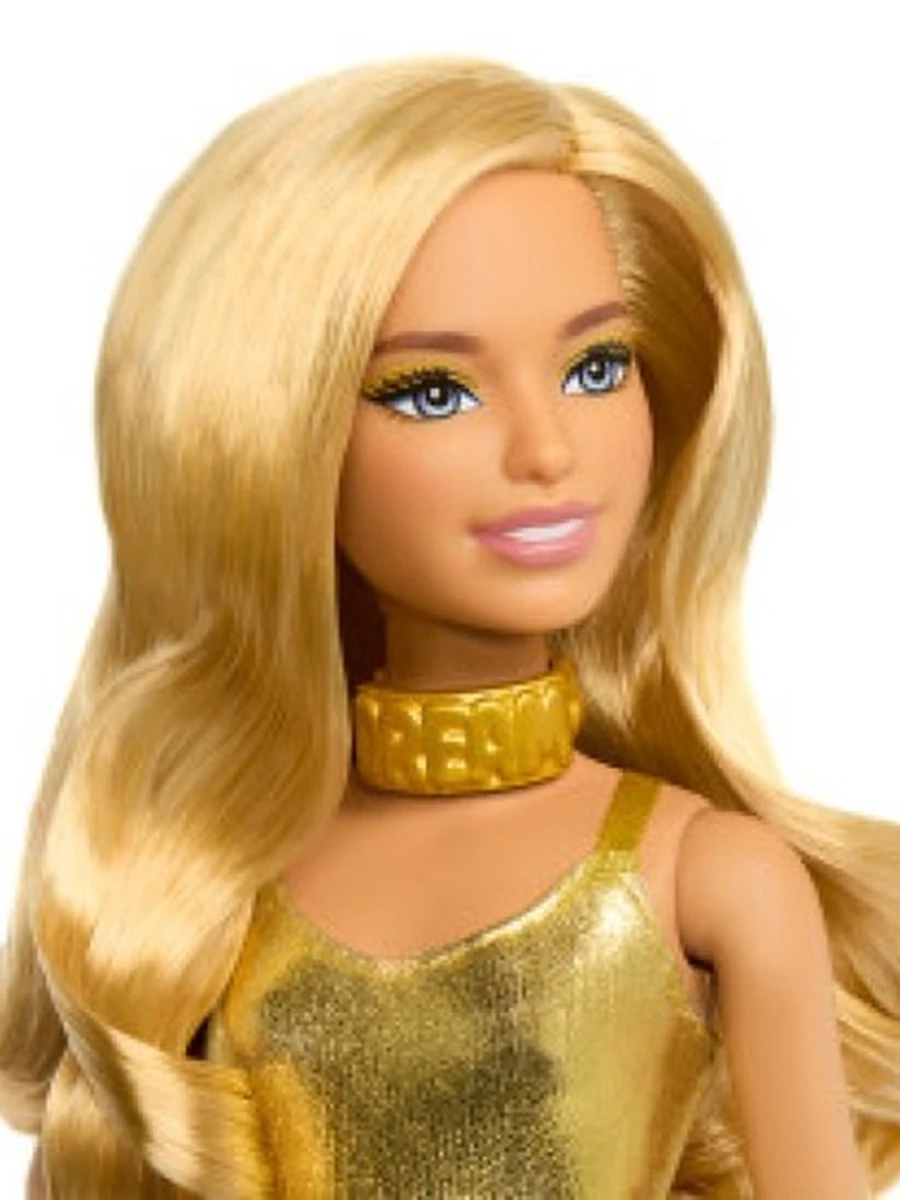 Кукла Barbie Модница  в золотистом комбинезоне HRH19