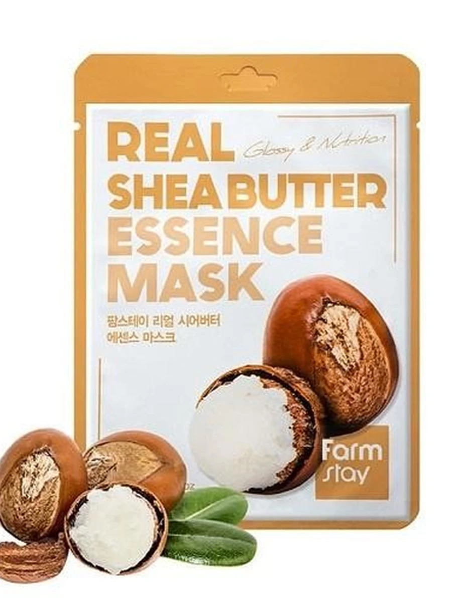НАБОР ТКАНЕВЫХ МАСОК REAL SHEA BUTTER ESSENCE MASK 23ML*10EA (FARMSTAY)